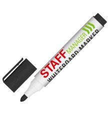 Маркер стираемый для белой доски, ЧЕРНЫЙ, STAFF 
