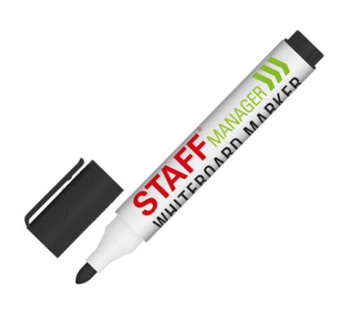 Маркер стираемый для белой доски, ЧЕРНЫЙ, STAFF 