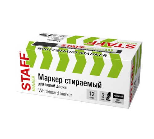 Маркер стираемый для белой доски, ЧЕРНЫЙ, STAFF 