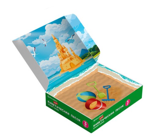 Песок для лепки кинетический, 3 цвета, 3 кг, коробка-песочница, BRAUBERG KIDS, 666009