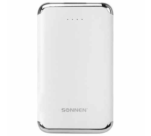 Аккумулятор внешний 6000 mAh SONNEN POWERBANK K611, 2 USB, литий-полимерный, белый, 263028