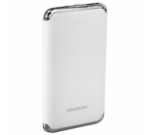 Аккумулятор внешний 6000 mAh SONNEN POWERBANK K611, 2 USB, литий-полимерный, белый, 263028