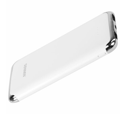 Аккумулятор внешний 6000 mAh SONNEN POWERBANK K611, 2 USB, литий-полимерный, белый, 263028