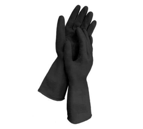 Перчатки МНОГОРАЗОВЫЕ латексные LAIMA, с ХЛОПКОВЫМ ВОЛОКНОМ, черные, размер L (большой), вес 60 г, 700535