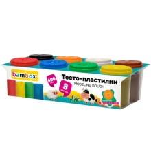 Тесто-пластилин для лепки СУПЕР ПЛАСТИЧНОЕ, 8 цветов, 400 г, крышки-штампики, BAMBOX (БАМБОКС), 107248