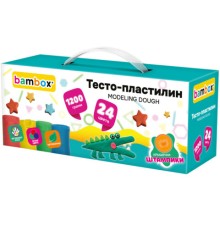 Тесто-пластилин для лепки СУПЕР ПЛАСТИЧНОЕ, 24 цвета, 1200 г, крышки-штампики, BAMBOX (БАМБОКС), 107249