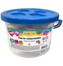 Тесто-пластилин для лепки СУПЕР ПЛАСТИЧНОЕ, 20 цветов 300 г, в пластиковом ведерке, формочки, BAMBOX (БАМБОКС), 107251