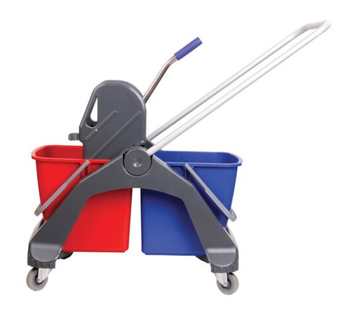 Тележка уборочная BRABIX, 2 съемных ведра 30 л, механический отжим, пластиковый каркас, фиксирующаяся ручка, 606661