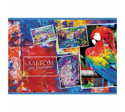 Альбом для рисования А4 48 л., скоба, обложка картон, HATBER, 205х290 мм, Ассорти, 062541, 48А4В