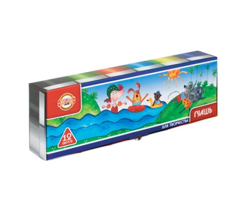 Гуашь KOH-I-NOOR, 12 цветов по 25 мл, без кисти, картонная упаковка, FG-KIN-212