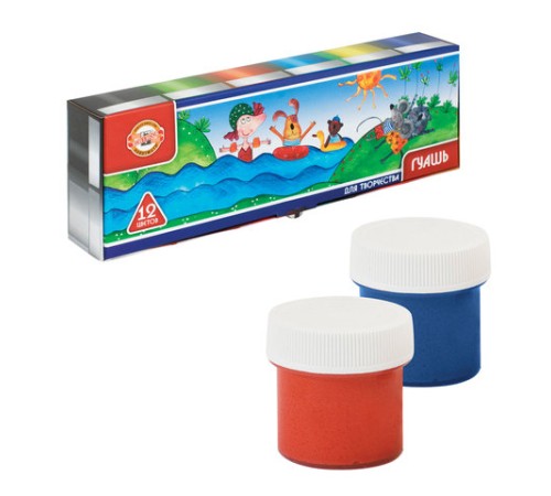 Гуашь KOH-I-NOOR, 12 цветов по 25 мл, без кисти, картонная упаковка, FG-KIN-212