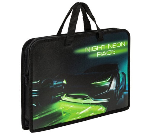 Папка на молнии с ручками ЮНЛАНДИЯ А4, 1 отделение, пластик, ширина 45 мм, 