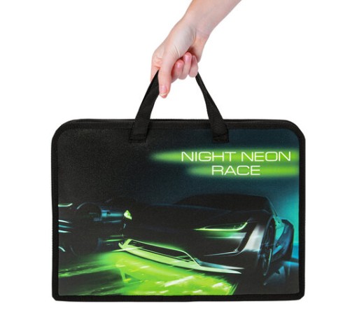 Папка на молнии с ручками ЮНЛАНДИЯ А4, 1 отделение, пластик, ширина 45 мм, 