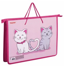 Папка на молнии с ручками ПИФАГОР А4, 1 отделение, пластик, ручки-шнурок, 