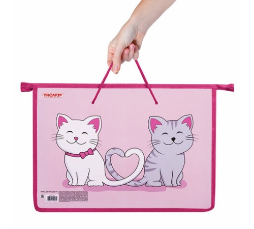 Папка на молнии с ручками ПИФАГОР А4, 1 отделение, пластик, ручки-шнурок, 