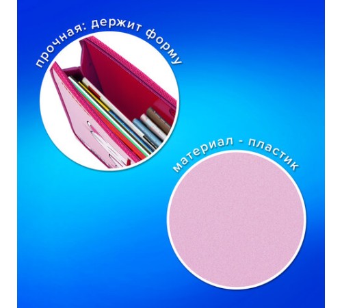 Папка на молнии с ручками ПИФАГОР А4, 1 отделение, пластик, ручки-шнурок, 