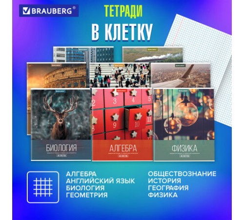 Тетради предметные, КОМПЛЕКТ 10 ПРЕДМЕТОВ, 48 л., обложка картон, BRAUBERG, 