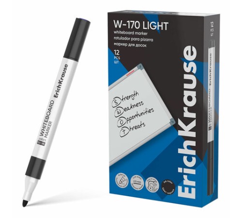 Маркер стираемый для белой доски, ЧЕРНЫЙ, ERICH KRAUSE 