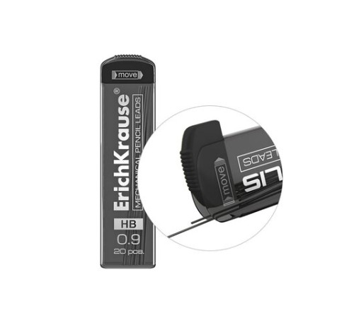 Грифели запасные для механических карандашей 0,9 мм ERICH KRAUSE, HB, КОМПЛЕКТ 20 ШТ,, 48144