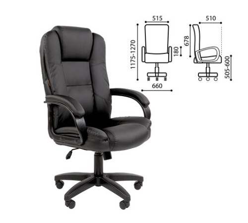 Кресло офисное Chairman CH 600 LT, экокожа, черное, 7158667