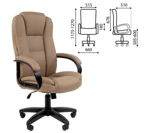 Кресло офисное Chairman CH 600 LT, экокожа, бежевое, 7158660