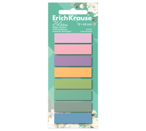 Закладки клейкие ERICH KRAUSE Pastel Bloom, пластиковые, 12х45 мм, 160 штук (20 л. х 8 цветов), 61560