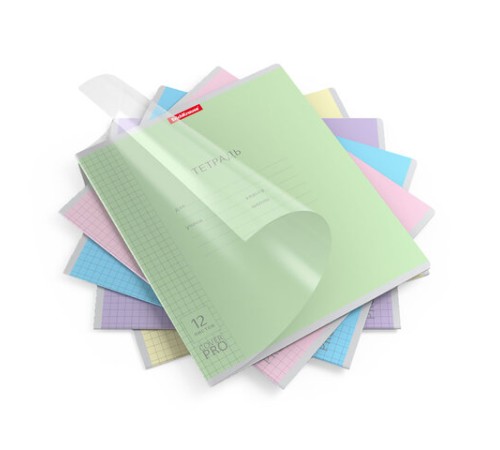 Тетрадь обложка пластик, 12 л. клетка, Erich Krause, CoverPro (микс в спайке), 56338