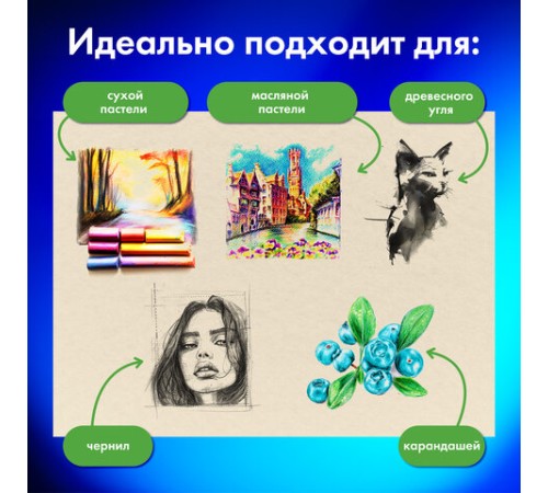 Бумага для пастели А4 в папке, 20 листов 5 цветов, 180 гр/м2, BRAUBERG ART CLASSIC, 116345