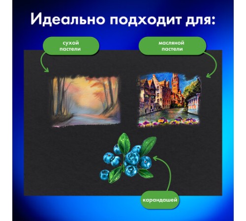 Бумага для пастели А4 в папке, 20 листов ЧЕРНАЯ, 180 гр/м2, BRAUBERG ART CLASSIC, 116347