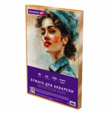 Бумага для акварели А4 в коробке, 40 листов, 200 г/м2, среднее зерно, BRAUBERG ART CLASSIC, 116355