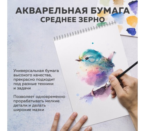 Бумага для акварели А4 в коробке, 40 листов, 200 г/м2, среднее зерно, BRAUBERG ART CLASSIC, 116355