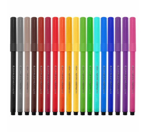 Фломастеры KOH-I-NOOR, 18 цветов, смываемые, трехгранные, пластиковая упаковка, европодвес, 771002AH04TERU