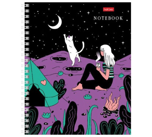 Тетрадь А5, 80 л., HATBER гребень, клетка, обложка картон, 