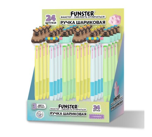 Ручка-спиннер многоцветная с топпером FUNSTER 