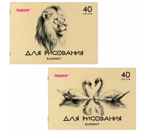 Блокнот для рисования, А4, 40 л., обложка офсет, ПИФАГОР, 200х285 мм, 