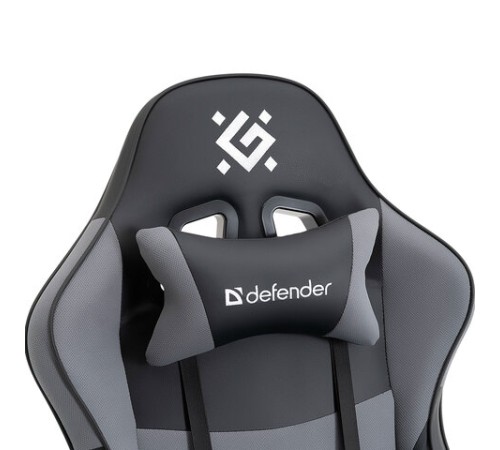 Кресло компьютерное DEFENDER "Strider", 2 подушки, ткань/экокожа, черное/серое, 64056