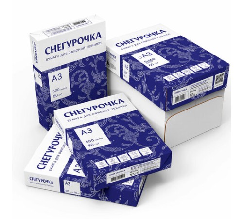 Бумага офисная БОЛЬШОГО ФОРМАТА (297х420), А3, 80 г/м2, 500 л., марка С, СНЕГУРОЧКА, 146% (CIE)