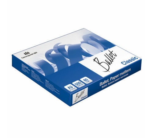 Бумага офисная БОЛЬШОГО ФОРМАТА (297х420), А3, 80 г/м2, 500 л., марка В, BALLET CLASSIC, 153% (CIE)