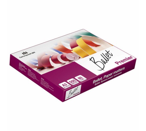 Бумага офисная БОЛЬШОГО ФОРМАТА (297х420), А3, 80 г/м2, 500 л., марка А, BALLET PREMIER, 160% (CIE)