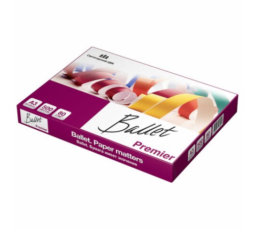Бумага офисная БОЛЬШОГО ФОРМАТА (297х420), А3, 80 г/м2, 500 л., марка А, BALLET PREMIER, 160% (CIE)