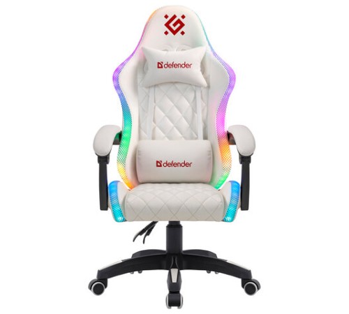 Кресло компьютерное DEFENDER "Energy", 2 подушки, RGB-подсветка, экокожа, белое, 64557 Кресло компьютерное DEFENDER "Energy", 2 подушки, RGB-подсветка, экокожа, белое, 64557