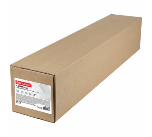 Бумага широкоформатная рулон для плоттера, 914 мм х 175 м х втулка 76 мм, 80 г/м2, белизна CIE 146%, BRAUBERG, 110459