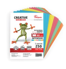 Бумага цветная CREATIVE color, А4, 80 г/м2, 250 л., (5 цветов х 50 л.), микс интенсив, БИpr-250r