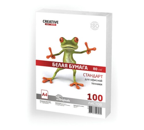 Бумага офисная А4, 80 г/м2, 100 л., СТУДЕНЧЕСКАЯ, CREATIVE, Россия, 146% (CIE), БС 100