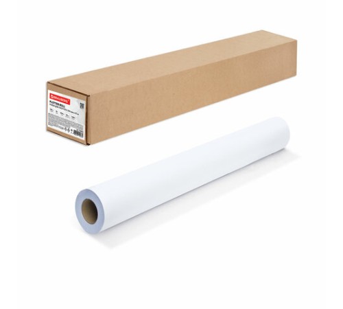 Бумага широкоформатная рулон для плоттера, 594 мм х 45 м х втулка 50,8 мм, 90 г/м2, белизна CIE 146%, BRAUBERG, 110629