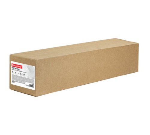 Бумага широкоформатная рулон для плоттера, 841 мм х 150 м х втулка 76 мм, 80 г/м2, белизна CIE 146%, BRAUBERG, 110635