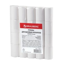 Чековая лента ТЕРМОБУМАГА 57 мм (диаметр 37 мм, длина 20 м, втулка 12 мм) КОМПЛЕКТ 20 шт., BRAUBERG, 110879