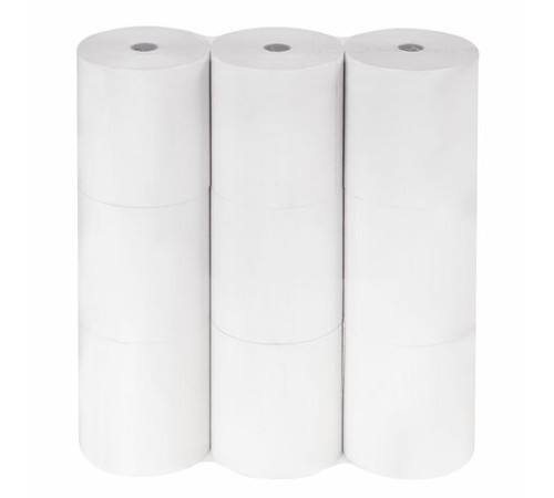 Чековая лента ТЕРМОБУМАГА 80 мм (диаметр 72 мм, длина 80 м, втулка 12 мм) КОМПЛЕКТ 9 шт., BRAUBERG, 110888