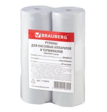 Чековая лента ТЕРМОБУМАГА 80 мм (диаметр 78 мм, длина 80 м, втулка 12 мм) КОМПЛЕКТ 6 шт., BRAUBERG, 110895
