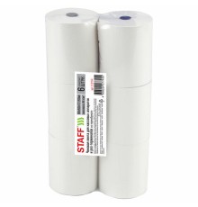 Чековая лента ТЕРМОБУМАГА 80 мм (диаметр 65 мм, длина 50 м, втулка 12 мм), КОМПЛЕКТ 6 шт., 44 г/м2, STAFF, 111954